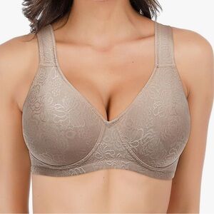 Gamera Black Floral Women's Minimizer Bra Wirefree Full Coverage Non Padded 36C